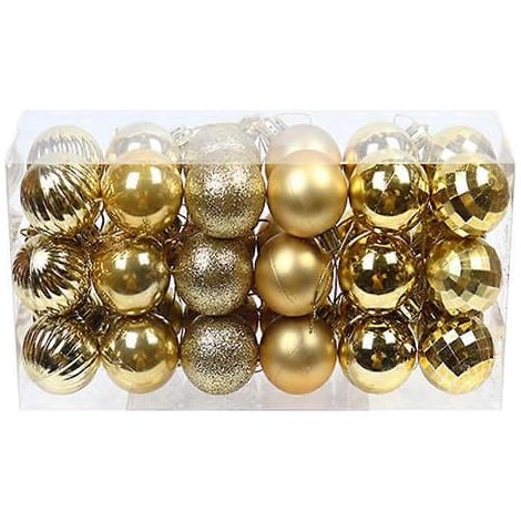 36 st Glitter Jul Krossäkra Kulor Prydnad Julgran Hänge Golden (1/5)