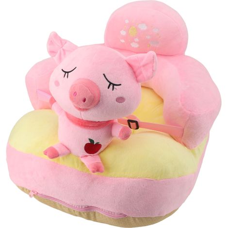 Canapé-lit bébé antidérapant et anti-basculement, angle réglable, siège d'éveil en peluche rose cochon (1/5)