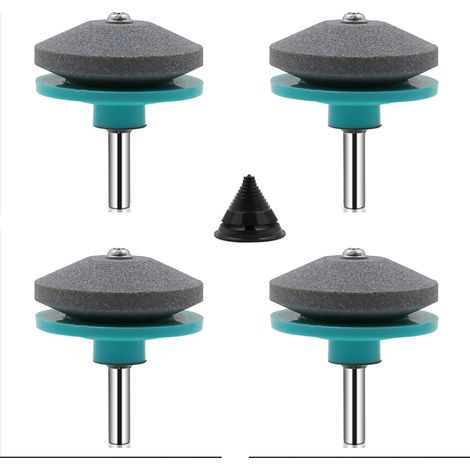Afilador universal de cuchillas para cortacésped (4 unidades), accesorios para cortacésped con 1 kit equilibrador de cuchillas (verde y azul) (1/5)