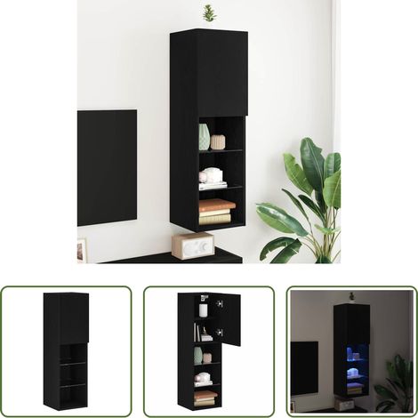 vidaXL Holzschrank - TV-Schrankset Schwarz Eichen-Optik 30,5 x 30 x 102 cm (1/5)