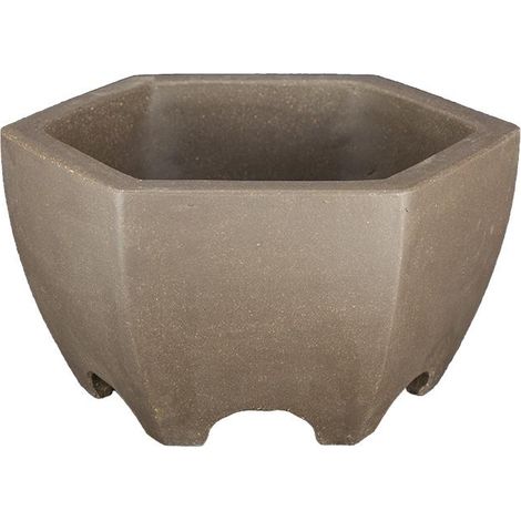 Vaso per bonsai esagonale in gres 16x16x9 cm - 2881