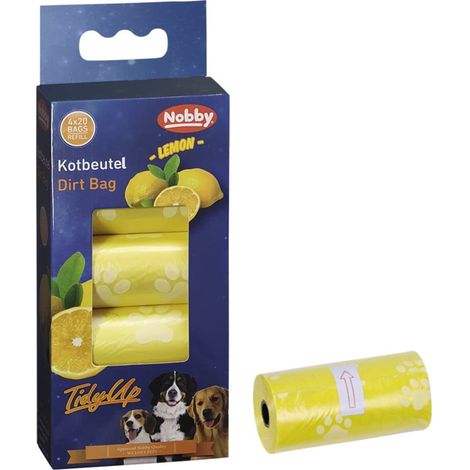 Nobby TidyUp Kotbeutel Lemon mit Pfotendruck 4 Rollen á 20 Beutel