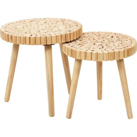 Ensemble de 2 tables gigognes effet rondins de bois (1/5)