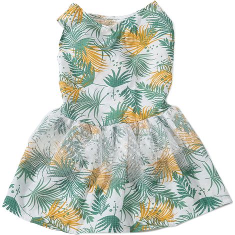 Robe d'été pour chien XS, motif de feuilles exquis et tendance, jolie robe pour chien, pour chats et chiots (1/4)