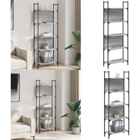 Bibliothèque à 5 niveaux sonoma gris 60,5x24x166,5 cm - Bibliothèque Murale - Bibliothèque Design - Étagère Ouverte - Meuble Rangement - Stockage Livres - Home & Living (1/5)