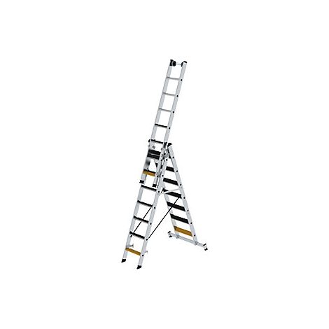 Escalera multiusos de peldaños planos  3 piezas  con traviesa y