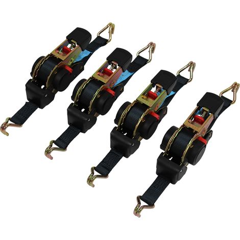 4 er Set Automatik Ratschenspanngurt Zurrgurt 3m x 25mm 320/640 daN selbstaufrollend mit Spitzhaken (1/5)