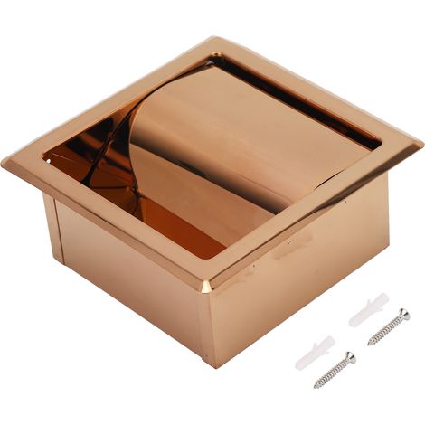 Porte-papier toilette encastré en acier inoxydable, or rose, pour salle de bain d'hôtel. (1/5)