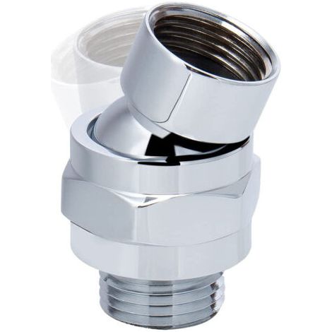 Adaptateur de pommeau de douche pivotant, connecteur de douche en laiton massif, rotule, extension de bras de douche universelle réglable (finition chromée)