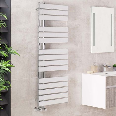WarmeHaus Designer Flat Heated Towel Rail 1380x500mm Chrome (1/5)
