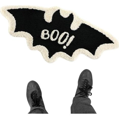 Tapis d'Halloween, paillasson en forme de chauve-souris, décoration d'Halloween, décoration saisonnière antidérapante pour le porche d'une maison.