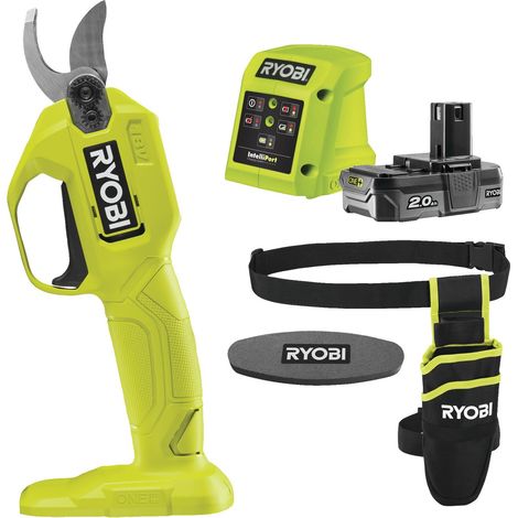 Ryobi RY18SCA-120P Cesoia 18V (1x 2.0Ah) con Fodero e Pietra per affilatura