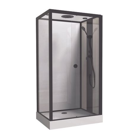 ONDEE ZEN - Cabine de douche GONEA - 110 x 80 cm - Accès de face - Profilés aluminium - Noir mat (1/4)