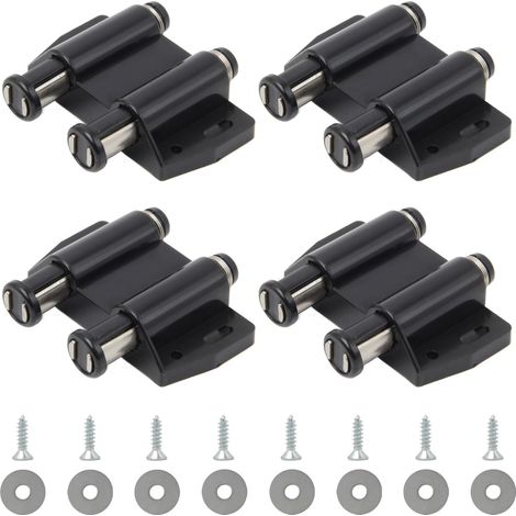 Push to Open Aimant 4 Pièces Loquet Magnétique à Pression Double Loquet de Porte Magnétique à Ressort Loquet Aimanté Placard en Plastique avec Vis pour Porte Armoire Tiroir (Noir) (1/5)