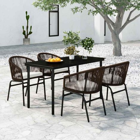 Ensemble Table et Chaise de Jardin 5 pcs - Ensemble de salle à manger de jardin Marron BV751429 - BonneVie (1/5)