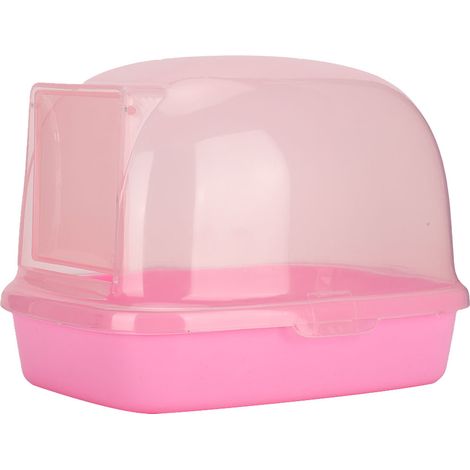 Maison de toilette pour hamster avec porte automatique ouvrante et fermant la baignoire (rose) (1/5)