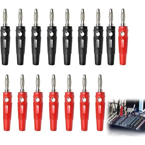 Fiches banane audio 4 mm – Lot de 16 connecteurs haut-parleur pour système Hi-Fi, amplificateur et câblage vidéo/son