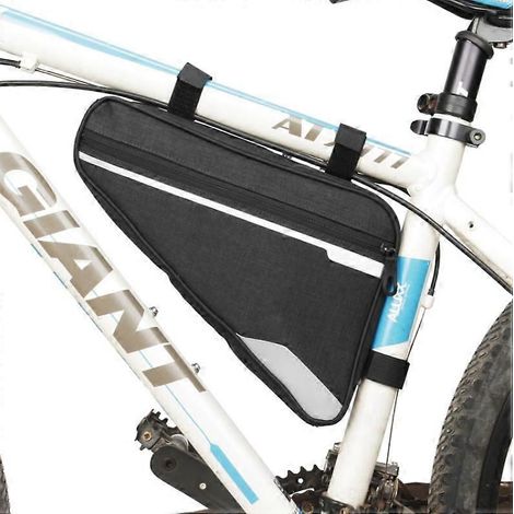 Sacoche de cadre de vélo noire étanche, sacoche triangulaire pour cadre de vélo, sacoche de selle étanche et réfléchissante pour ranger clés, outils et téléphone portable. (1/5)