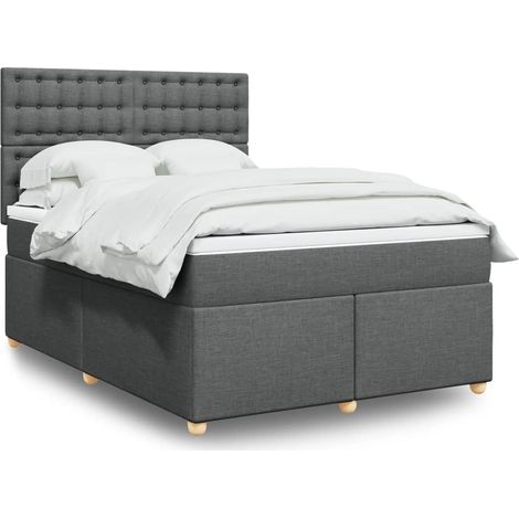 Boxspringbett mit Matratze Dunkelgrau 160x200 cm Stoff