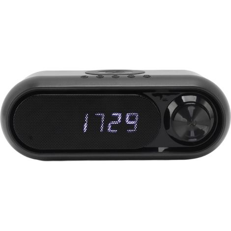 Radio-réveil avec chargeur sans fil, haut-parleur Bluetooth, affichage LED, radio FM, haut-parleur Bluetooth avec chargeur sans fil, gris fer, 10 W