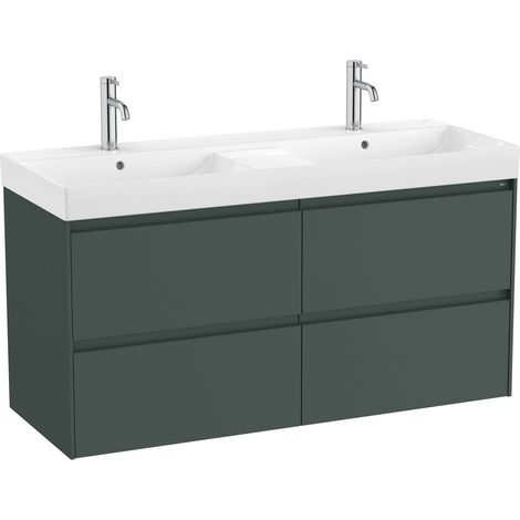 Pack Unik Meuble 4 tiroirs + double lavabo ONA - ROCA Couleur : Vert mat (1/2)