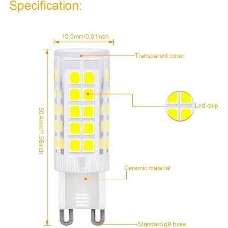 G9 3W LED-Lampen, kaltweiß (6500K), nicht dimmbar, entspricht 33W Halogenlampen, G9 LED-Lampen für die Wohnraumbeleuchtung, flimmerfrei, 220–240V Wechselstrom, 10er-Packung [Energieklasse (1/4)