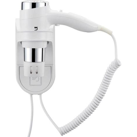 Asciugacapelli Parete Muro Hotel Cromo Phon Asciuga Capelli Bagno Albergo 1600W