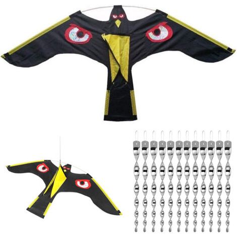 Lot de 12 répulsifs volants et 1 épouvantail, protection anti-oiseaux pour jardin, cour, décoration maison (1/5)