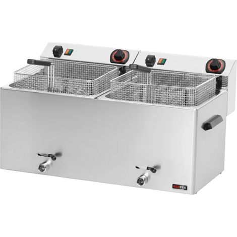 Friteuse électrique double 0,74 kW/l, 11+11 l TOP avec robinet de vidange 400 V REDFOX - FE 1010 T - REDFOX