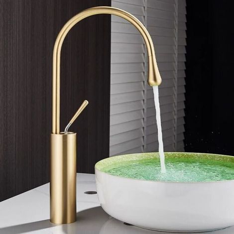 Gold-plated bathroom sink faucet, 360° high toilet mixer tap (1/5)