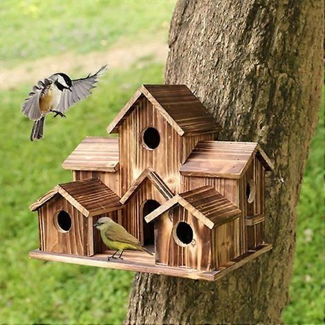Nichoir à colibris fait main, grand modèle, compatible avec la décoration de jardin, peut accueillir 6 oiseaux (1/5)