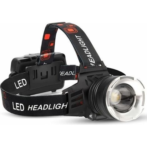 Rechargeable LED Headlamp, 90000 Lumens Super Bright with 5 Modes and IPX6 Waterproof USB Rechargeable Headlamp, 90° Adjustable, Suitable for Outdoor Camping, etc. (1/5)