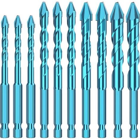 Set di 10 punte eccentriche ad alta resistenza, punte eccentriche ad alta durezza con testa angolata, set di punte in metallo duro per muratura e calcestruzzo per pietra (1/5)