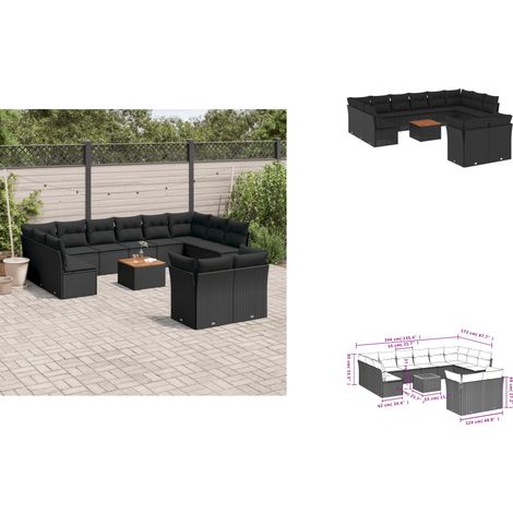 Salon de jardin avec coussins 13 pcs noir résine tressée - Ensemble Salon De Jardin - Meuble De Jardin - Mobilier Extérieur - Salon De Jardin Design - Fauteuil De Jardin (1/3)