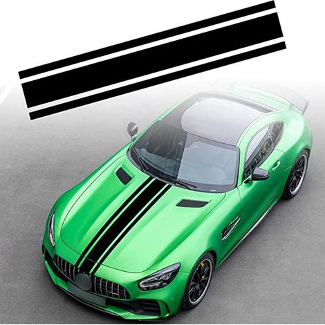 CCYKXA  Universal Auto Racing Body Side Stripe Decal, Hood Roof Skirt Bumper Stripe Decal Modified Vinyl, Decoration for Cars SUVs Vehicles, Black