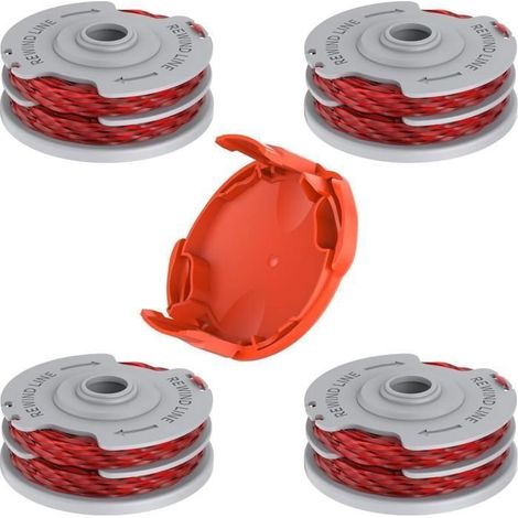 4PCS Bobines de fil pour débroussailleuse Flymo FLY021 avec 1 couvercle pour Flymo Contour XT/500E/500 XT/Trim (1/4)