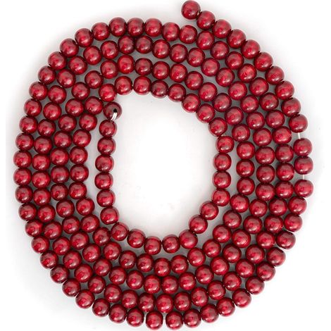 Holzperlen-Girlande Cranberry-Rot 2,4m rustikal für Weihnachtsdeko