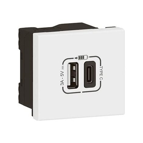 Legrand Enchufe USB moderno blanco doble puerto 3A 15W