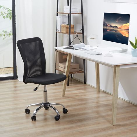 Sedia da Ufficio Ergonomica senza Braccioli, Altezza Regolabile, Rotazione a 360 Gradi, Poliestere Nero (1/5)