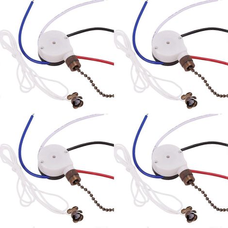 Lot de 4 Ceiling ventilateur interrupteur kit 3 Vitesse 4 Fil, ventilateur Zipper Vitesse commande interrupteur, ZE-208S Pull Fil interrupteur avec (1/5)