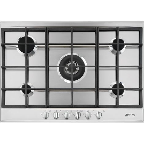 Smeg Piano Cottura a Gas SLR75SGH 75 Cm 5 Fuochi Doppia Corona Acciaio Inox Da Incasso