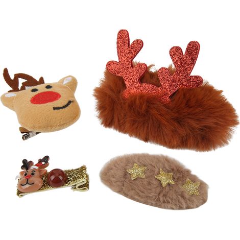 Ensemble de 4 pinces à cheveux de Noël mignonnes et colorées, chapeaux de sapin de Noël, pinces à cheveux à nœud, idéal pour les cadeaux et les décorations de fête.