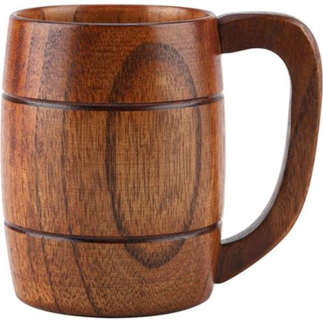 Mug en bois artisanal au style rétro vintage, idéal pour la bière, le café, le thé et le vin. (1/5)