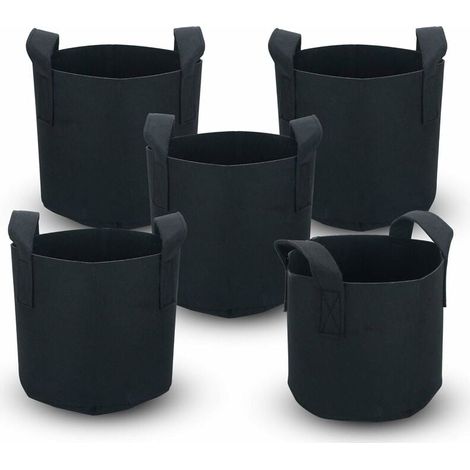 Crediri - Paquete de 5 bolsas de siembra no tejidas, 20 litros - 5 galones, 25 x 30 cm, con asas, para jardín, invernadero, etc. - bolsas de siembra (1/5)