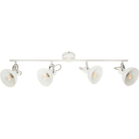 Plafonnier chrome lumière métal verre taches blanches mobile salon chambre