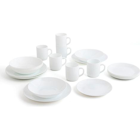 Arcopal Stoviglie complete Zelie bianche, per 6 persone, 24 pezzi, piatte, 6 piatti da dessert e 6 tazze, vetro opalino