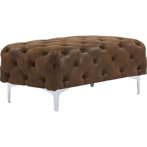 Pouf chesterfield in Microfibra aspetto Pelle invecchiata - EDWINA