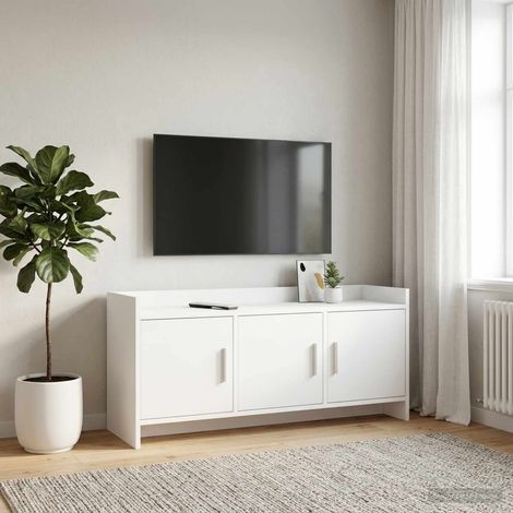 Meuble TV 3 portes 102 x 33 x 47 cm blanc en bois d’ingénierie - PANGIVO (1/5)