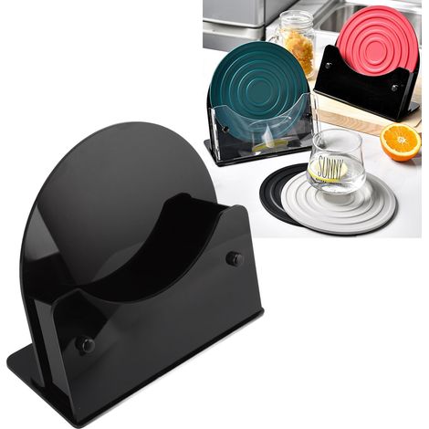Étagère de rangement, tapis isolant thermique rond et épais, dessous de plat à cercles concentriques pour casseroles et bols, anti-brûlure, set de table résistant aux hautes températures, dessous de v (1/5)