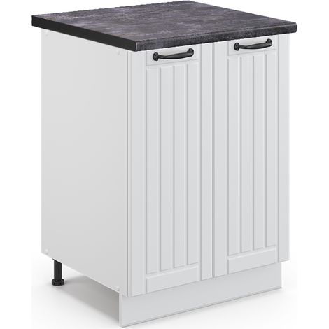 Mobiletto base cucina Fame-Line, Bianco rustico, 60 cm , PL Antracite, Vicco